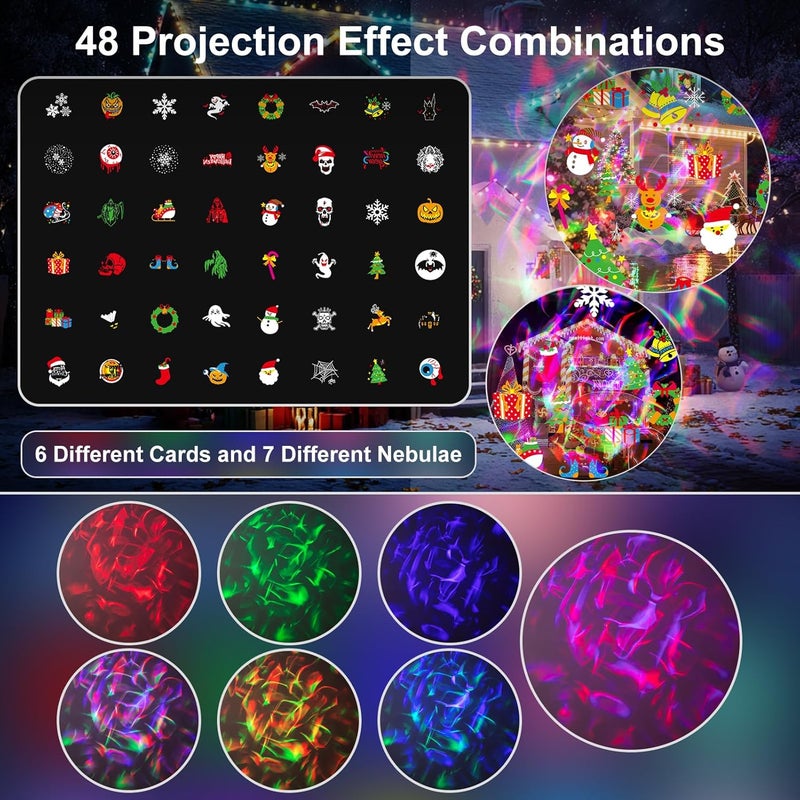 MuliVid Christmas Projector Lights Outdoor No Need to Change Cards, 26 Effects Holiday Christmas Projector Light Outdoor 2 in 1 with Remote, Christmas Decorations Lighting for Outside Home Party House Decor - Image 2